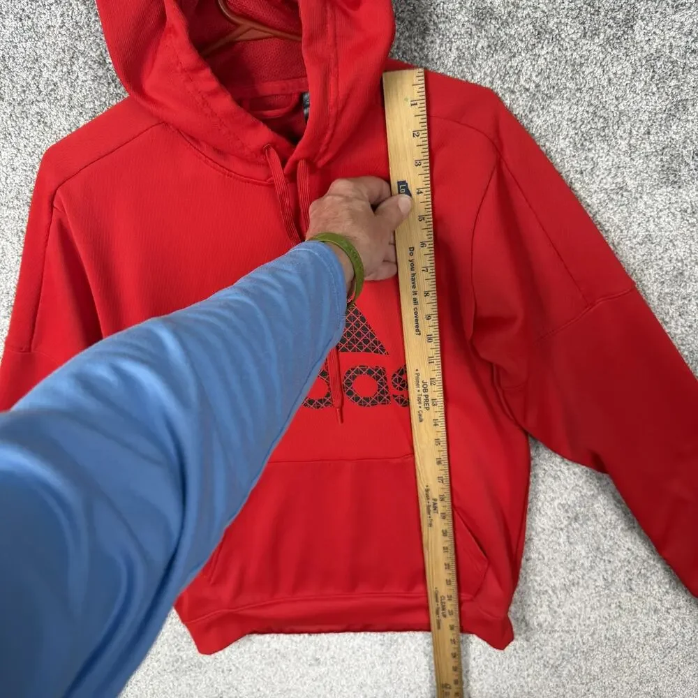 Adidas Hoodie Mens M Red Pullover Big Logo Sweatshirt Gym Sporty Athleisure